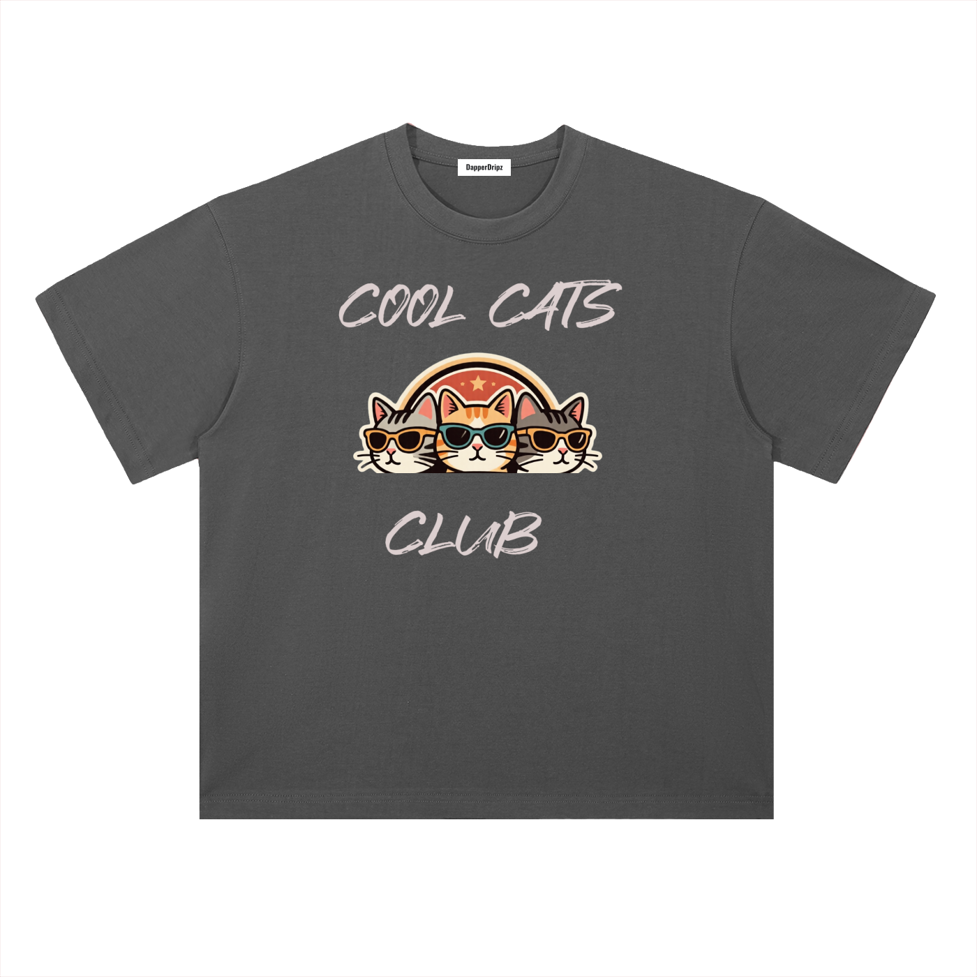 Cool Cats-Heavyweight Drop Shoulder Cotton T-Shirt