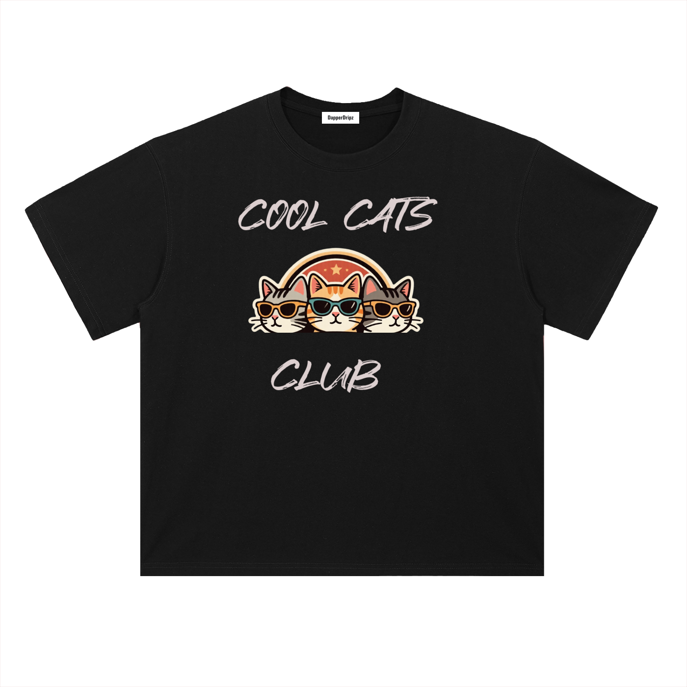 Cool Cats-Heavyweight Drop Shoulder Cotton T-Shirt