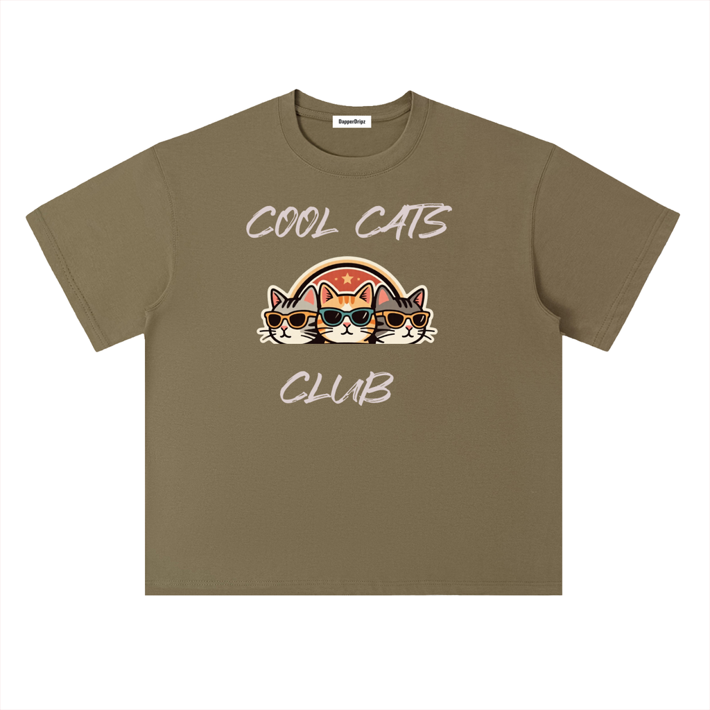 Cool Cats-Heavyweight Drop Shoulder Cotton T-Shirt