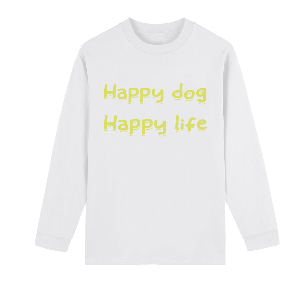 Happy dog-Crew Neck Drop Shoulder Long Sleeve Shirt