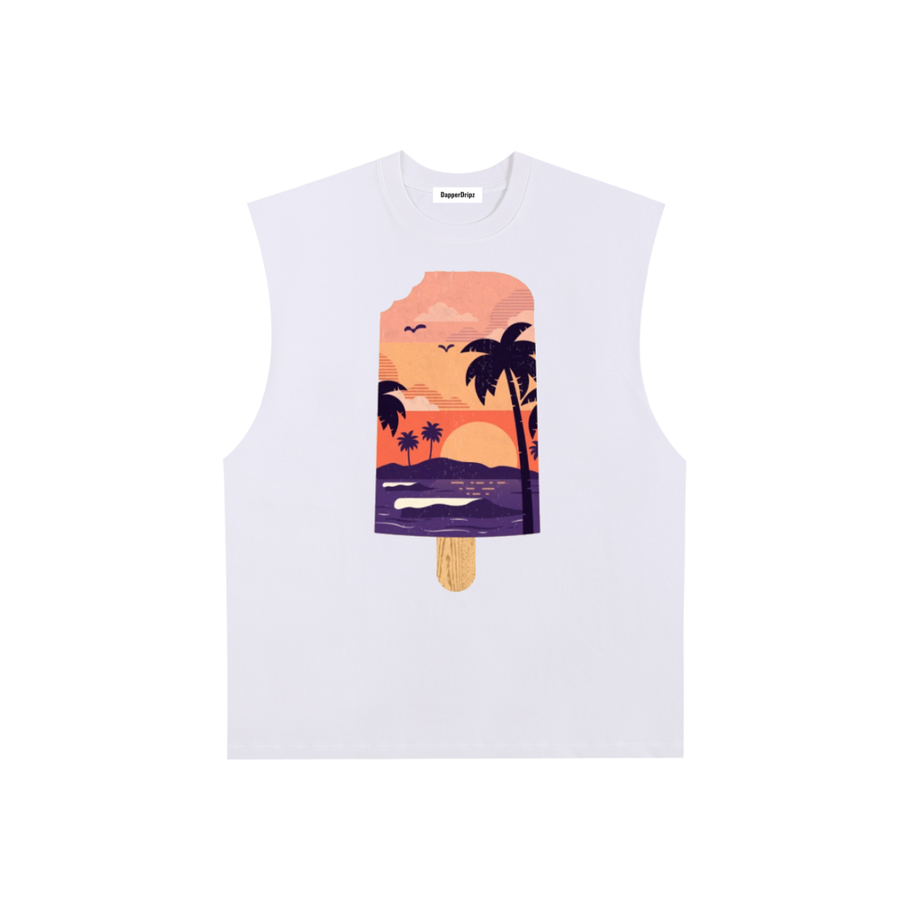 Beaches -Raw Edge Cotton Tank Top
